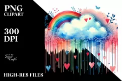 Washed Watercolor Cloud Hearts PNG Product Image 2