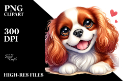 Watercolor Cute Cavalier King Charles Spaniel PNG Product Image 2