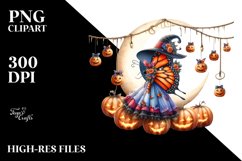 Butterfly Dressed for Halloween on Half Moon, High-Res PNG Product Image 2
