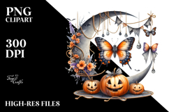 Butterfly Dressed for Halloween on Half Moon, High-Res PNG Product Image 2