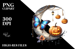 Butterfly Dressed for Halloween on Half Moon, High-Res PNG Product Image 2