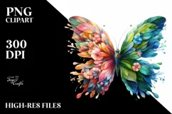 Vibrant Butterfly with Flowers, Abstract PNG Product Image 1