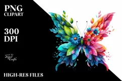 Vibrant Butterfly with Flowers, Abstract PNG Product Image 3