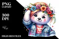 Cute Baby Bear with Cool Haircut PNG Product Image 3