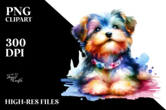 a Cute Vibrant Yorkipoo Sitting on Belly PNG Product Image 2