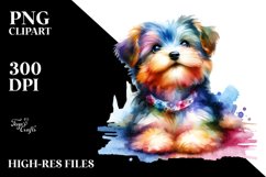 a Cute Vibrant Yorkipoo Sitting on Belly PNG Product Image 1