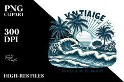 Vintage Tropical Waves PNG Product Image 2