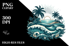 Vintage Tropical Waves PNG Product Image 2