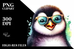 Whimsical Penguin Portrait with Sunglasses | Clipart Product Image 1