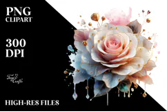 Glossy Rose Watercolor Splash PNG Product Image 2