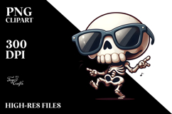 Sparkling Skull with Sunglasses PNG Product Image 2