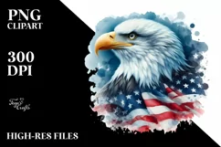 Patriotic Bald Eagle USA Colors | Watercolor Clipart Product Image 1