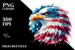 Patriotic Bald Eagle USA Colors | Watercolor Clipart Product Image 1