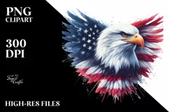 Patriotic Bald Eagle USA Colors | Watercolor Clipart Product Image 1