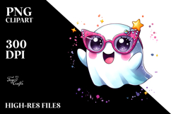 Cute Ghost with Glam Accessories, Watercolor Effect Product Image 2