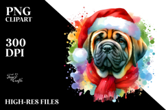 a Cute Vibrant Mastiff with Santa Hat PNG Product Image 2