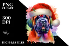 a Cute Vibrant Mastiff with Santa Hat PNG Product Image 2