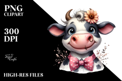 Disgusted Cow with Bow Tie PNG Product Image 2