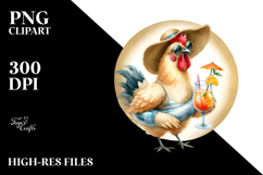 Chicken in Beachwear Drinking Cocktail, High-Res PNG Product Image 2