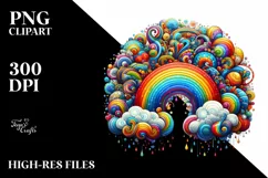 Colorful Vibrant Rainbow Bouquet | Sublimation | Clipart Product Image 1