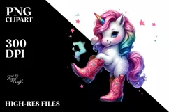 Baby Unicorn with Line Dancer's Boots PNG Product Image 1