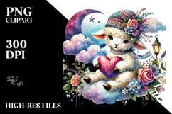 Boho Lamb on Cloud, Colorful PNG Product Image 2