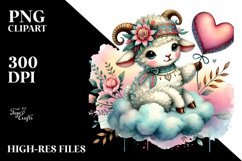 Boho Lamb on Cloud, Colorful PNG Product Image 2