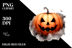 Simple Washed Watercolor Jack-O&#039;-Lantern Image, High-Res PNG Product Image 2
