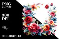 a Colorful Red Roses Floral Frame PNG Product Image 2