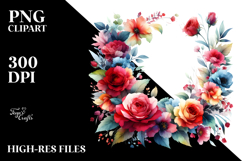 a Colorful Red Roses Floral Frame PNG Product Image 2