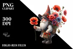 Gnome Poppy Bouquet Basket Clipart Product Image 3