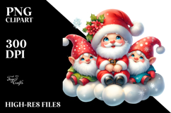Cute Vintage Santa with Gnomes, Transparent PNG Product Image 2