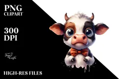 Funny Cow with Bow and Tie, High-Quality PNG Product Image 2