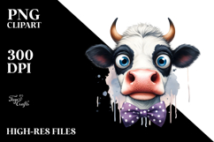 Funny Cow with Bow and Tie PNG Product Image 2