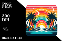 Retro Tropical Rainbow Sunset PNG Product Image 2