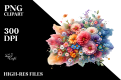 Colorful Flower with Splashes PNG Product Image 2