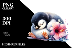 Digital Watercolor Cute Baby Penguin PNG Product Image 2
