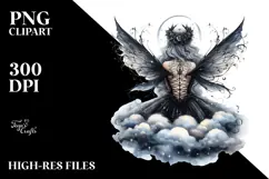 Gothic Fairy on the Moon, Transparent PNG Product Image 2