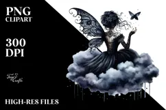 Gothic Fairy on a Cloud, High-Quality PNG Product Image 2