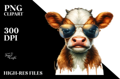 Funny Baby Cow with Sunglasses, High-Quality PNG Product Image 2