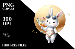 Playful Bunny with Cocktail, High-Quality PNG Product Image 2