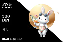 Playful Bunny with Cocktail, High-Quality PNG Product Image 2