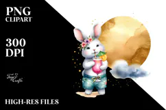 Cute Bunny with Beachwear PNG Product Image 2