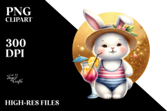 Bunny in Beachwear with Cocktail PNG Product Image 2