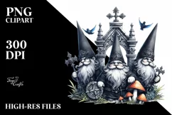 Detailed Gothic Gnome Watercolor Clipart Product Image 3