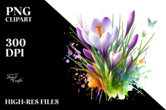 Crocus with Watercolor PNG Product Image 2