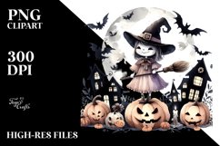 Simple Halloween Witch Watercolor Art | Clipart Product Image 3
