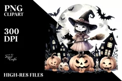 Simple Halloween Witch Watercolor Art | Clipart Product Image 3