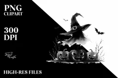 Simple Halloween Witch Watercolor Art | Clipart Product Image 3