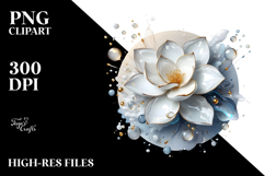 Abstract Gardenia with Golden Insertions, Transparent PNG Product Image 2